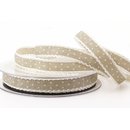 20 m x 15 mm Dekoband Emily TAUPE gepunktet mit Spitze am...