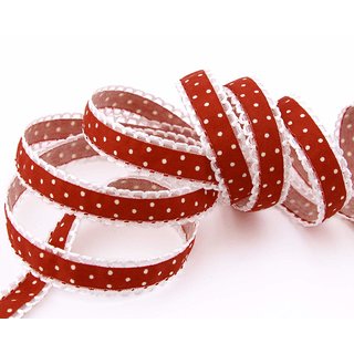 3 m x 15 mm Dekoband Emily ROT gepunktet mit Spitze am...