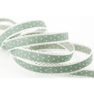 3 m x 15 mm Dekoband Emily MINT gepunktet mit Spitze am...