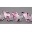 3 m x 25 mm Dekoband Magnolien WEISS / ROSA Satinband...