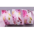3 m x 25 mm Dekoband WILDROSE in ROSA Satinband...