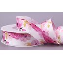 20 m x 25 mm Dekoband WILDROSE in ROSA Satinband...