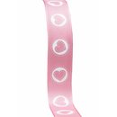 3 m x 25 mm Dekoband Sweetheart ROSA Herzen Band...