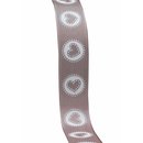 3 m x 25 mm Dekoband Sweetheart TAUPE Herzen Band...