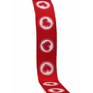 20 m x 25 mm Dekoband Sweetheart ROT Herzen Band...