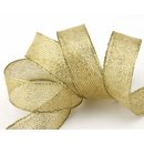 3 m x 25 mm Dekoband WINTER STRIPES BEIGE GOLD Lurex...