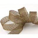 3 m x 25 mm Dekoband WINTER STRIPES BRAUN GOLD Lurex...
