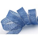 3 m x 25 mm Dekoband WINTER STRIPES BLAU SILBER Lurex...