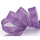3 m x 25 mm Dekoband WINTER STRIPES LILA SILBER Lurex...