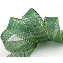 20 m x 25 mm Dekoband WINTER STRIPES GRN GOLD Lurex...