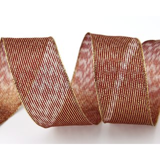 3 m x 40 mm Dekoband WINTER STRIPES BORDEAUX GOLD Lurex Streifen Schleifenband mit Drahtkanten glnzend Weihnachtsband