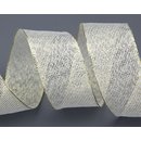 3 m x 40 mm Dekoband WINTER STRIPES CREME GOLD Lurex...