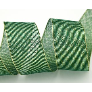 3 m x 40 mm Dekoband WINTER STRIPES GRN GOLD Lurex Streifen Schleifenband mit Drahtkanten glnzend Weihnachtsband