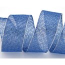 3 m x 40 mm Dekoband WINTER STRIPES BLAU SILBER Lurex...