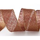 20 m x 40 mm Dekoband WINTER STRIPES BORDEAUX GOLD Lurex...