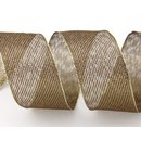 20 m x 40 mm Dekoband WINTER STRIPES BRAUN GOLD Lurex...