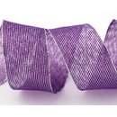 20 m x 40 mm Dekoband WINTER STRIPES LILA SILBER Lurex...