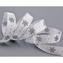 3 m x 25 mm Dekoband Snow Wonder WEISS SILBER Chiffonband...