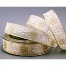 20 m x 25 mm Dekoband Snow Wonder CREME GOLD Chiffonband...