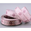 20 m x 25 mm Dekoband Snow Wonder ROSA SILBER Chiffonband...