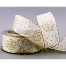 20 m x 40 mm Dekoband Snow Wonder CREME GOLD Chiffonband...