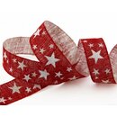 3 m x 25 mm Dekoband Country Stars ROT WEISS Geschenkband...