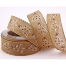 20 m x 40 mm Dekoband FELIZ BEIGE Weihnachtsbaum...