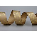 3 m x 25 mm Dekoband TANNENZWEIG TAUPE GOLD Schleifenband...