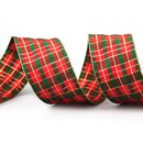 3 m x 60 mm Weihnachten Drahtkantenband KARO ROT...