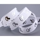 3 m x 22 mm Dekoband SCHAUKELPFERD WEISS SILBER...