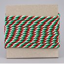 3 m x 4 mm Drehkordel WEISS / ROT / GRN Deko Kordel mit...
