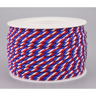 25 m x 4 mm Drehkordel WEISS / ROT / BLAU Deko Kordel mit...