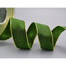 3 m x 25 mm Dekoband FAIRY TALE GRN GOLD Drahtkantenband...
