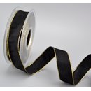 25 m x 25 mm Dekoband FAIRY TALE SCHWARZ GOLD...
