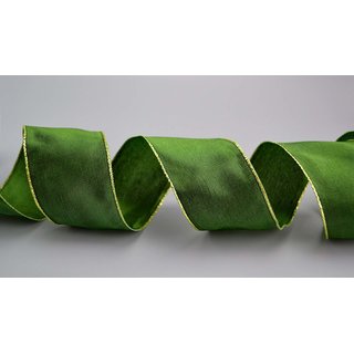 3 m x 40 mm Dekoband FAIRY TALE GRN GOLD Drahtkantenband mit Lurex Metallgarn Geschenkband Weihnachten Stoffband Metallic glnzend