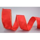 25 m x 40 mm Dekoband FAIRY TALE ROT GOLD Drahtkantenband...