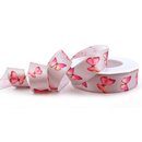 20 m x 25 mm Dekoband BUTTERFLY HELLGRAU / ROSA...