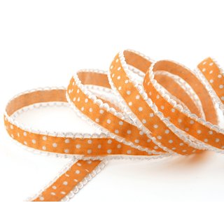 3 m x 15 mm Dekoband Emily ORANGE gepunktet mit Spitze am...