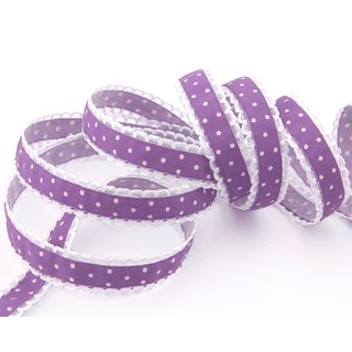 3 m x 15 mm Dekoband Emily LAVENDEL gepunktet mit Spitze...