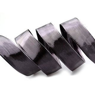 20 m x 25 mm Dekoband GLOSSY ANTHRAZIT Glanzband metallic Schleifenband mit Draht glnzend Weihnachten