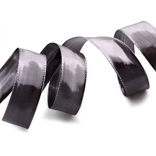 20 m x 25 mm Dekoband GLOSSY ANTHRAZIT Glanzband metallic Schleifenband mit Draht glnzend Weihnachten