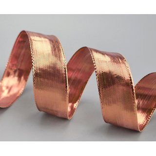 20 m x 25 mm Dekoband GLOSSY ROSA GOLD Glanzband metallic Schleifenband mit Draht glnzend Weihnachten