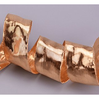 20 m x 40 mm Dekoband GLOSSY ROSA GOLD Glanzband metallic Schleifenband mit Draht glnzend Weihnachten