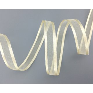 3 m x 10 mm Chiffonband mit Satin Kante Creme KRFTIG (40) Chiffon Dekoband Schleifenband Geschenkband ohne Draht Organza