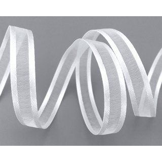 3 m x 10 mm Chiffonband mit Satin Kante WEISS (01) Chiffon Dekoband Schleifenband Geschenkband ohne Draht Organza
