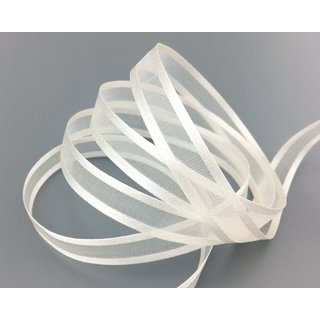 3 m x 10 mm Chiffonband mit Satin Kante Ivory Elfenbein (02) Chiffon Dekoband Schleifenband Geschenkband ohne Draht Organza