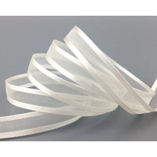 3 m x 10 mm Chiffonband mit Satin Kante Ivory Elfenbein (02) Chiffon Dekoband Schleifenband Geschenkband ohne Draht Organza