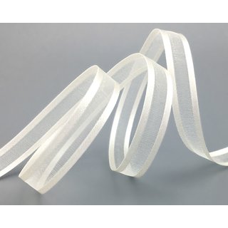 3 m x 10 mm Chiffonband mit Satin Kante Ivory Elfenbein (02) Chiffon Dekoband Schleifenband Geschenkband ohne Draht Organza