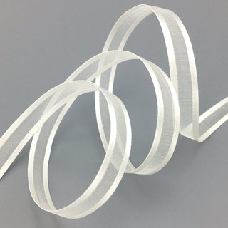 3 m x 10 mm Chiffonband mit Satin Kante Ivory Elfenbein (02) Chiffon Dekoband Schleifenband Geschenkband ohne Draht Organza