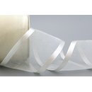 3 m x 62 mm Chiffonband mit Satin Kante IVORY ELFENBEIN...